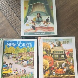 New York Puzzle Company Jigsaw Puzzle Set. 2 500 Piece, 1 1000 Piece. No Missing